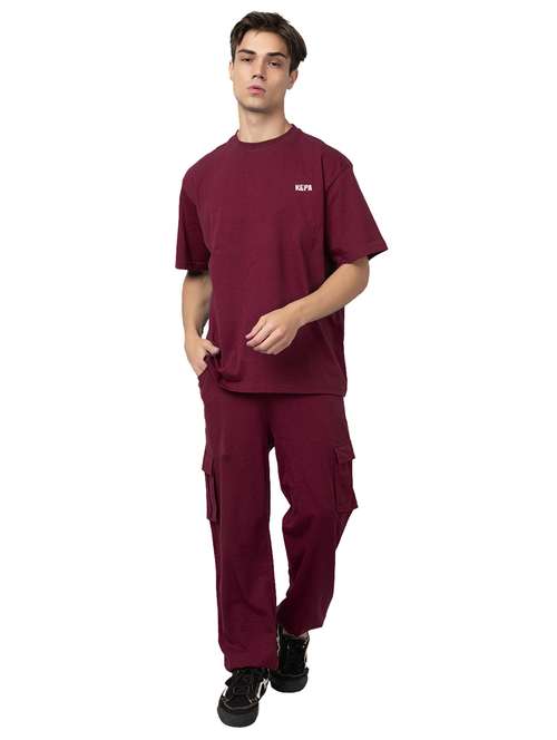 men solid short sleeve regular fit co-ord set - 21854401 -  Standard Image - 0