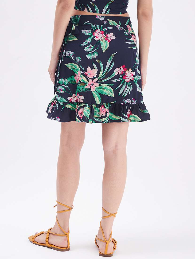 women floral print high rise wrap skirt - 21854415 - Standard Image - 3