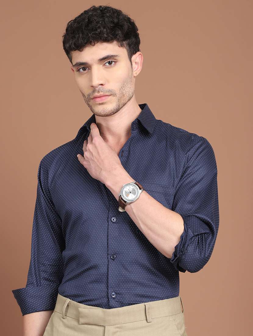 men polka dot long sleeve slim fit formal shirt - 21854515 -  Standard Image - 3