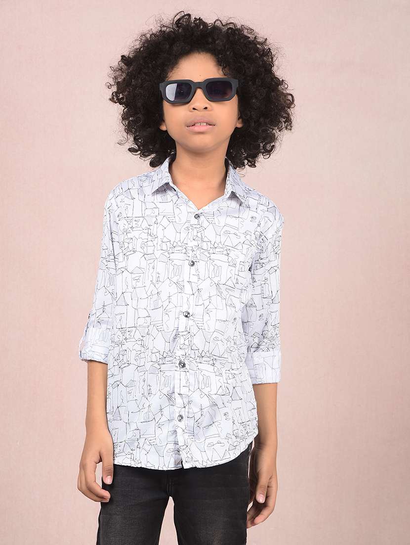 boys printed long sleeve casual shirt