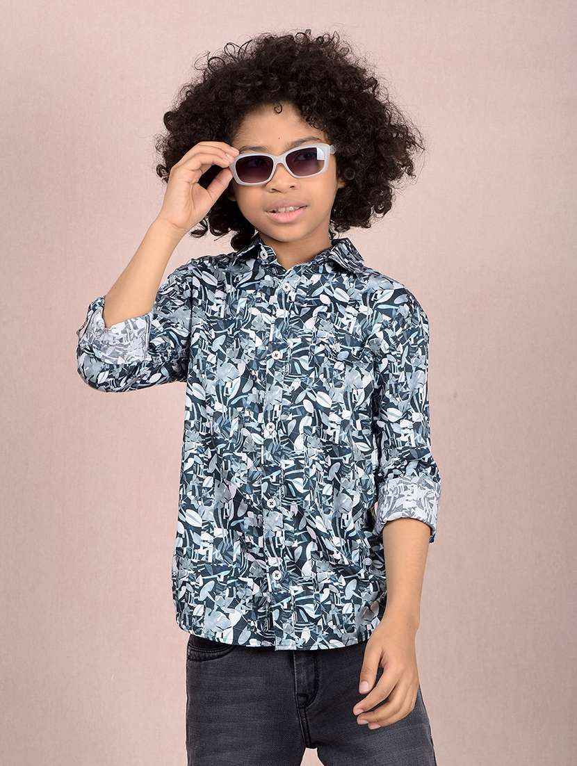 boys printed long sleeve casual shirt