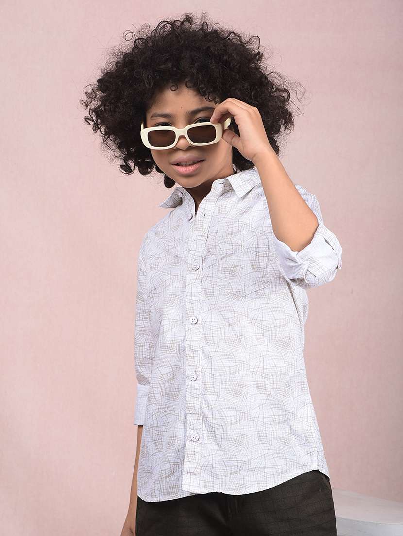 boys printed long sleeve casual shirt