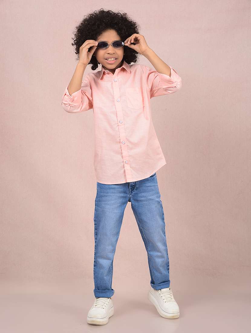 boys self design long sleeve casual shirt - 21854544 -  Standard Image - 5