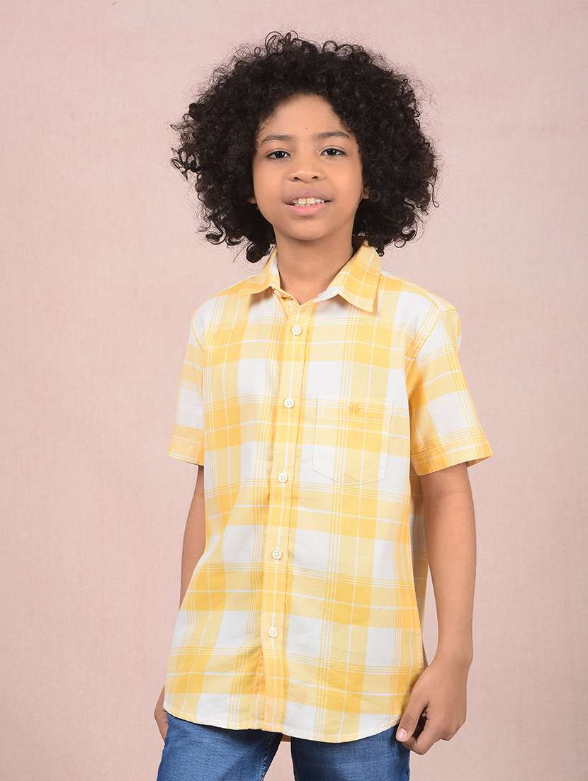 boys checkered short sleeve casual shirt