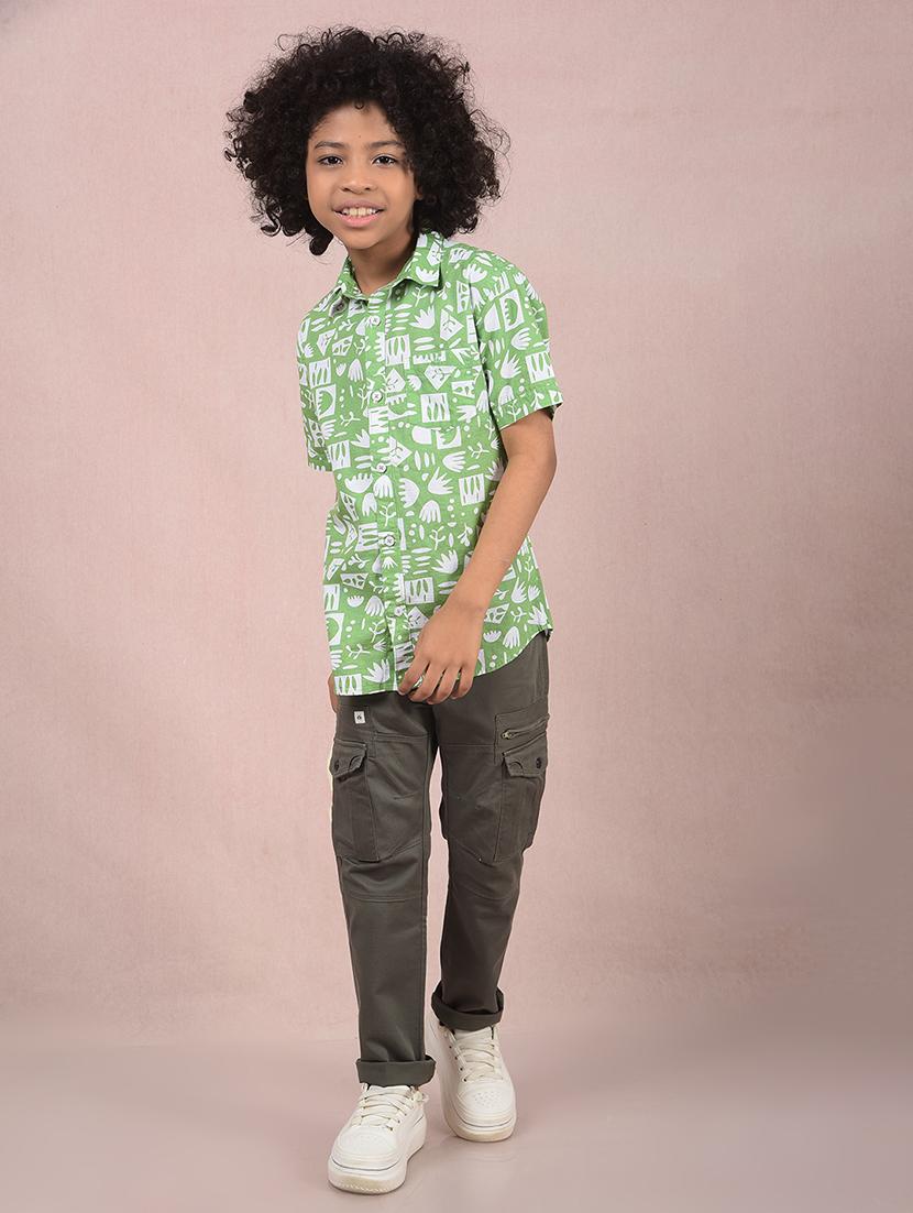 boys printed short sleeve casual shirt - 21854551 - Standard Image - 5