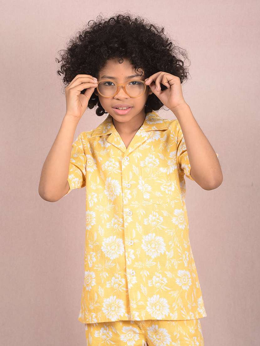 boys floral short sleeve casual shirt