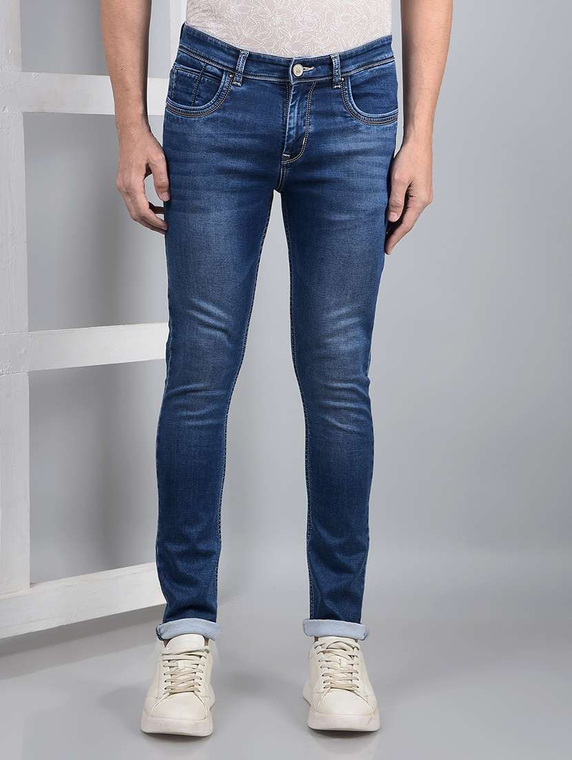 men mid rise full length denim jeans