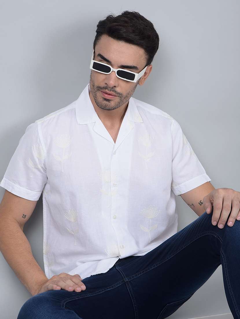 men solid short sleeve regular fit casual shirt