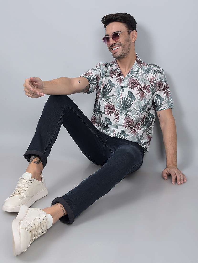 men floral short sleeve regular fit casual shirt - 21854610 -  Standard Image - 5