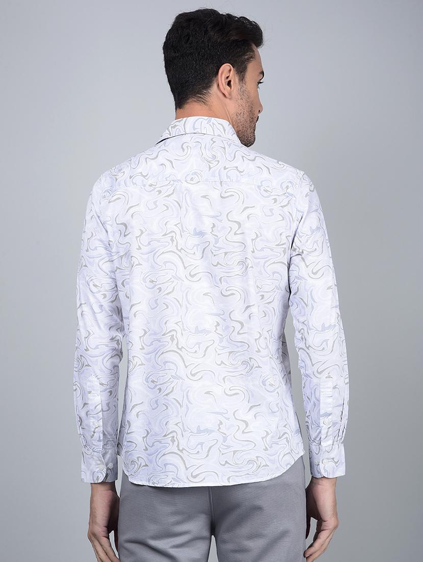 men abstract long sleeve slim fit casual shirt - 21854628 - Standard Image - 3