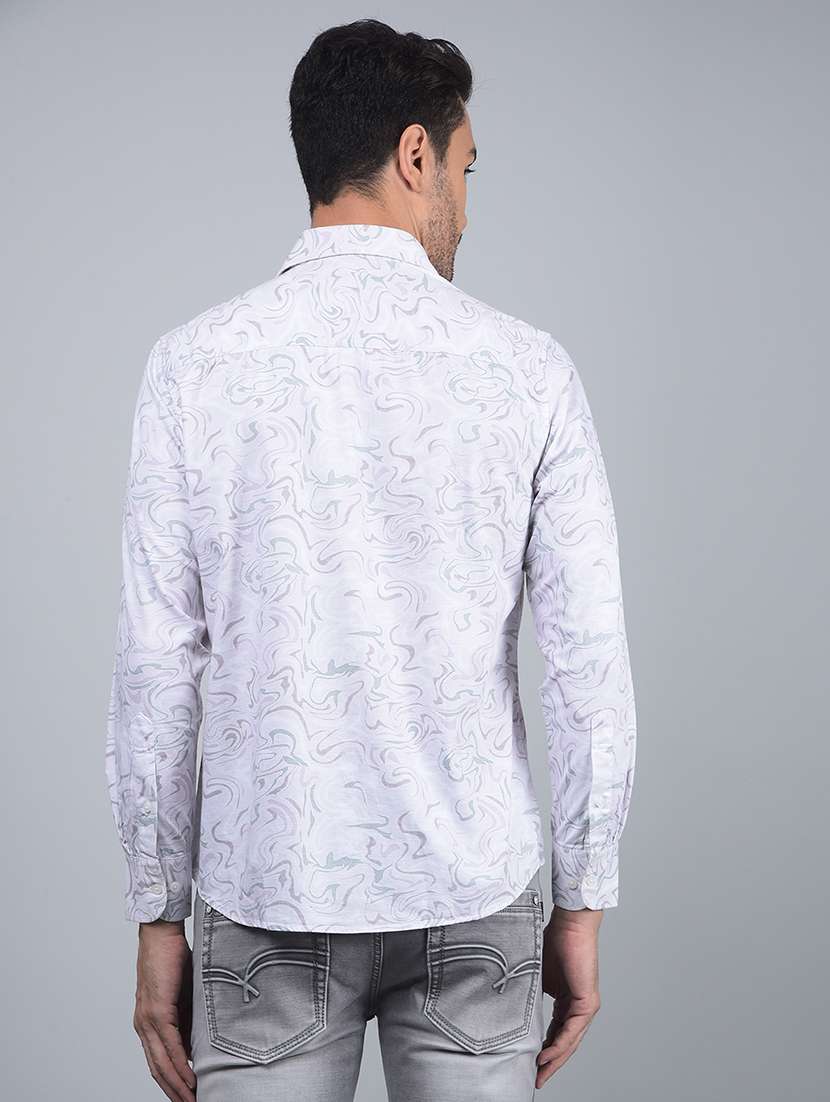 men abstract long sleeve slim fit casual shirt - 21854629 -  Standard Image - 3