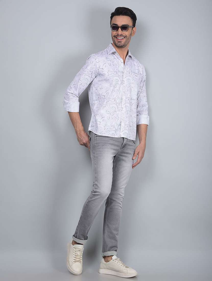 men abstract long sleeve slim fit casual shirt - 21854629 -  Standard Image - 5