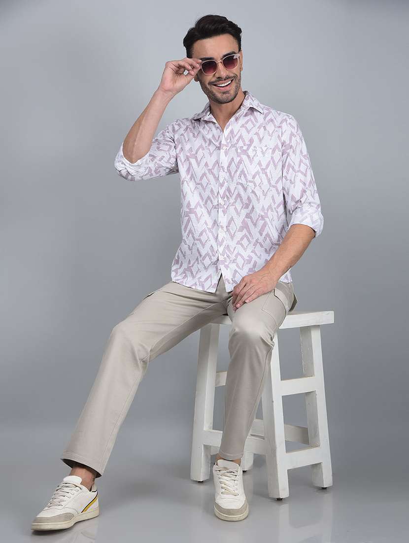 men printed long sleeve slim fit casual shirt - 21854633 -  Standard Image - 5