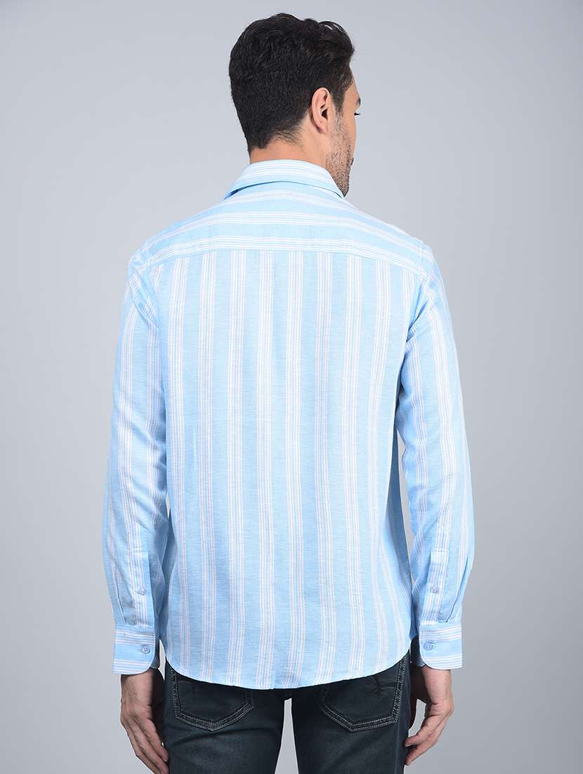 men stripes long sleeve slim fit casual shirt - 21854635 -  Standard Image - 3