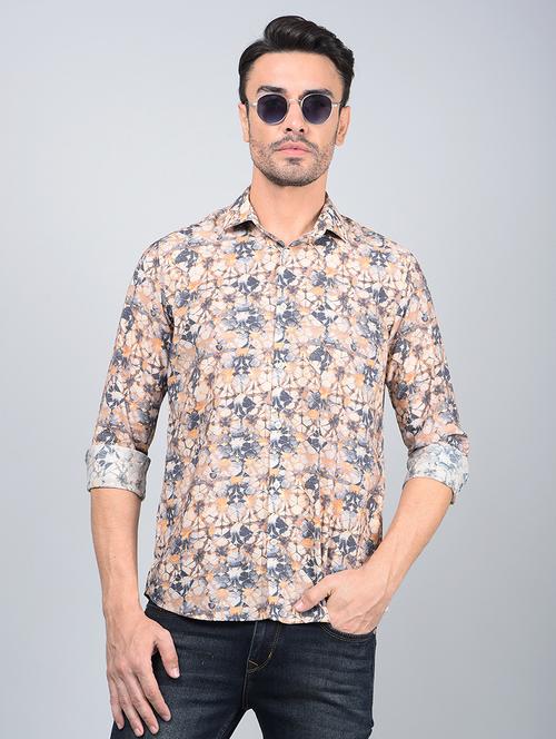 men printed long sleeve slim fit casual shirt - 21854638 -  Standard Image - 0