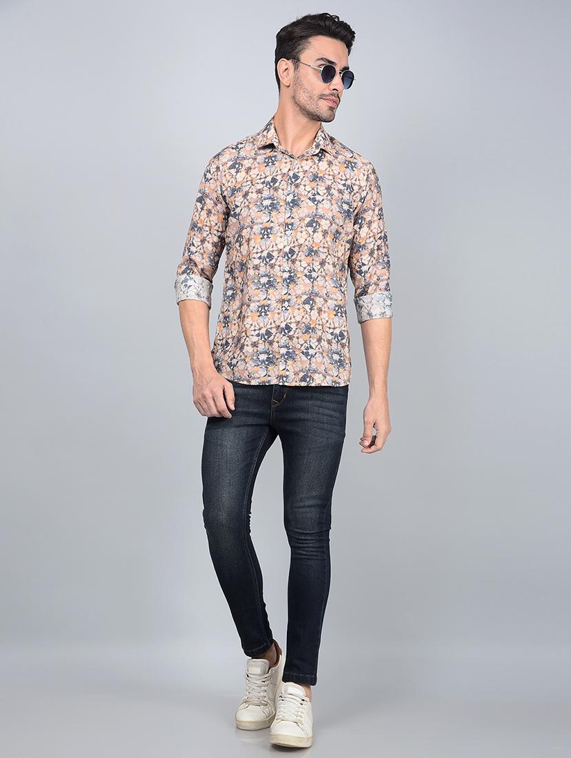 men printed long sleeve slim fit casual shirt - 21854638 - Standard Image - 5