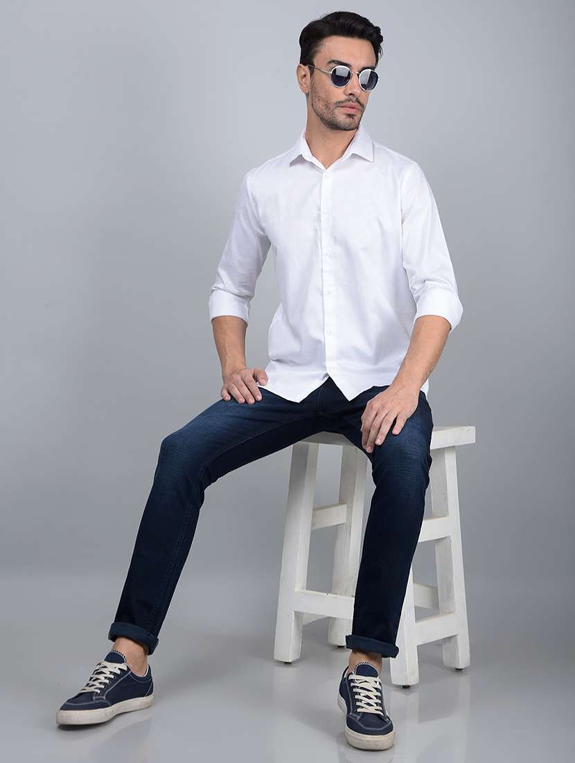 men solid long sleeve slim fit casual shirt - 21854651 - Standard Image - 5