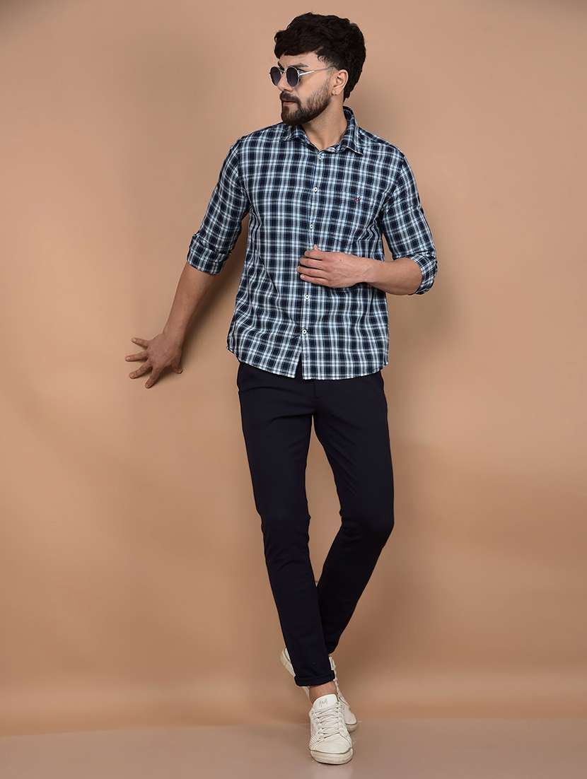 men checked long sleeve slim fit casual shirt  - 21854656 -  Standard Image - 5