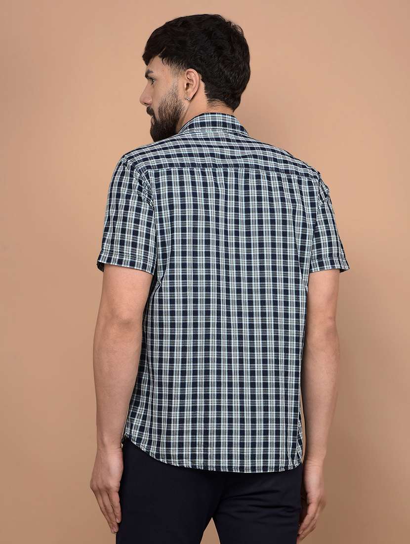 men checked short sleeve slim fit casual shirt  - 21854676 -  Standard Image - 3