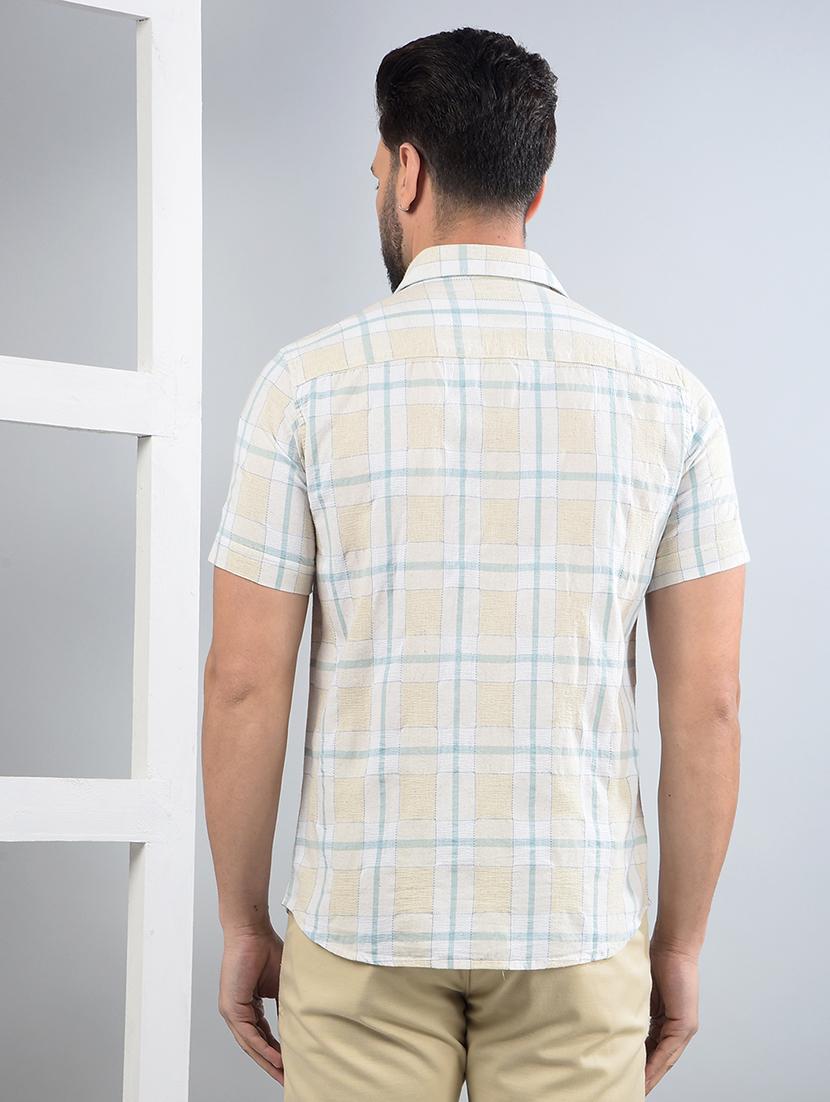 men checked short sleeve slim fit casual shirt - 21854692 - Standard Image - 3