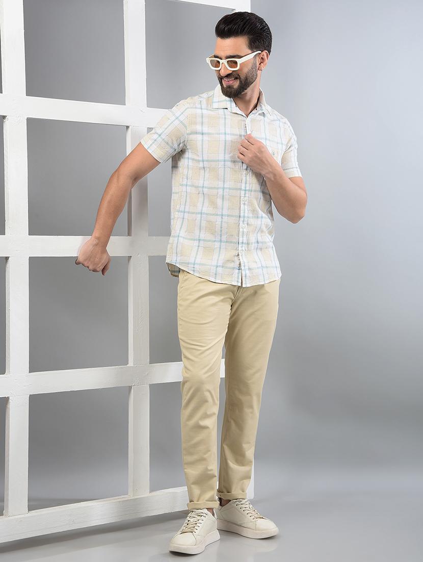 men checked short sleeve slim fit casual shirt - 21854692 - Standard Image - 5