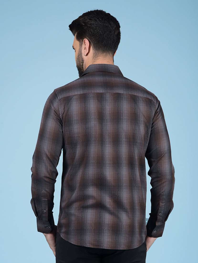 Men Checked Long Sleeve Slim Fit Casual Shirt - 21854694 -  Standard Image - 3