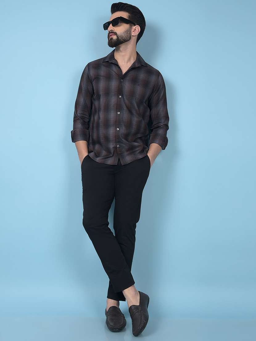 Men Checked Long Sleeve Slim Fit Casual Shirt - 21854694 -  Standard Image - 5