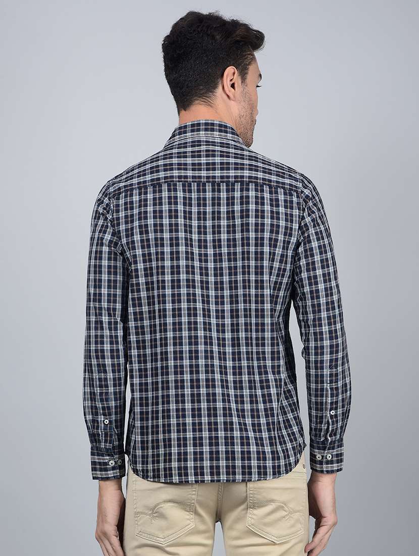 men checked long sleeve slim fit casual shirt - 21854700 - Standard Image - 3