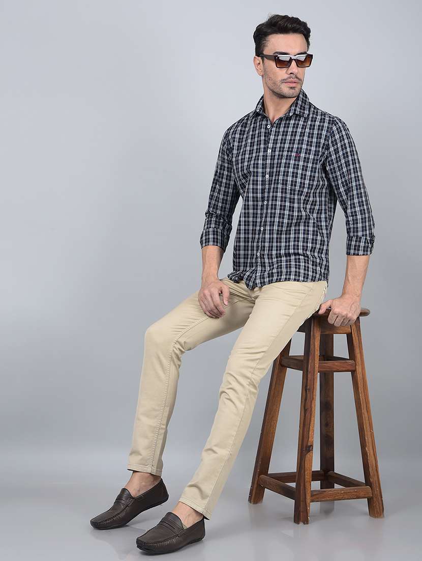 men checked long sleeve slim fit casual shirt - 21854700 - Standard Image - 5