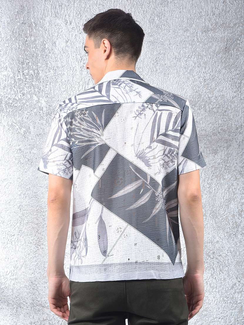 men graphic short sleeve slim fit casual shirt  - 21854703 -  Standard Image - 3