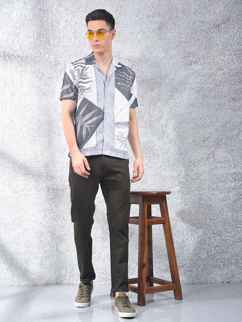 men graphic short sleeve slim fit casual shirt  - 21854703 -  Standard Image - 5