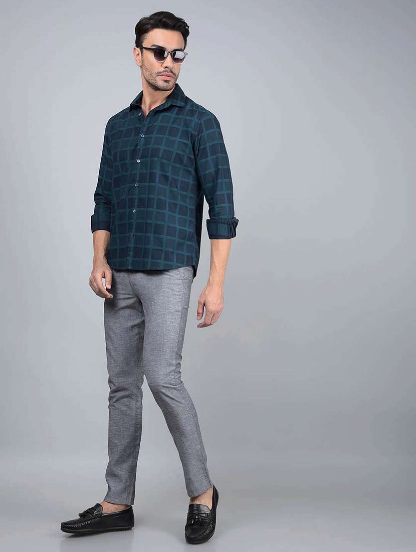 men checked long sleeve slim fit casual shirt  - 21854713 -  Standard Image - 5