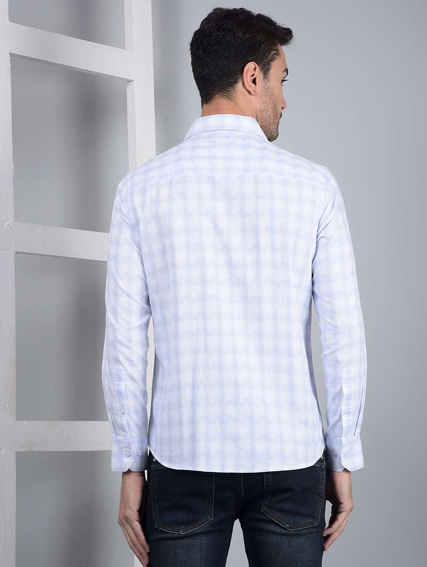 men checked long sleeve slim fit casual shirt - 21854714 - Standard Image - 3