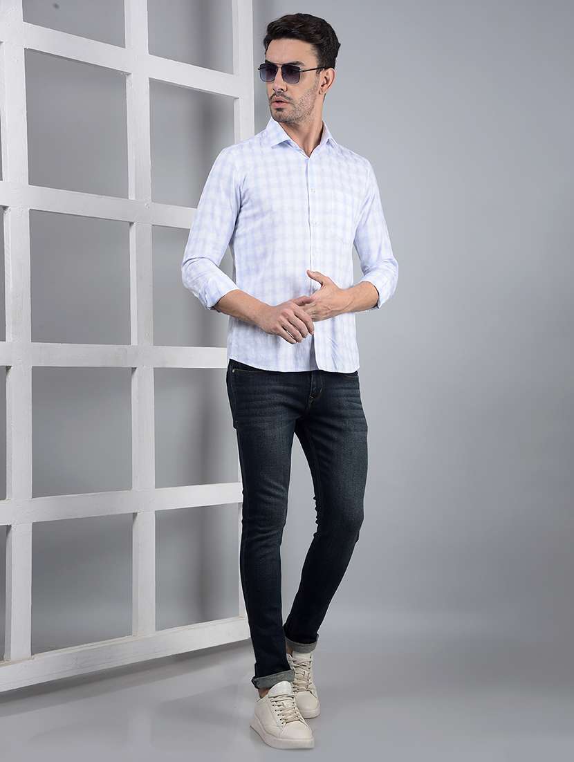 men checked long sleeve slim fit casual shirt - 21854714 - Standard Image - 5