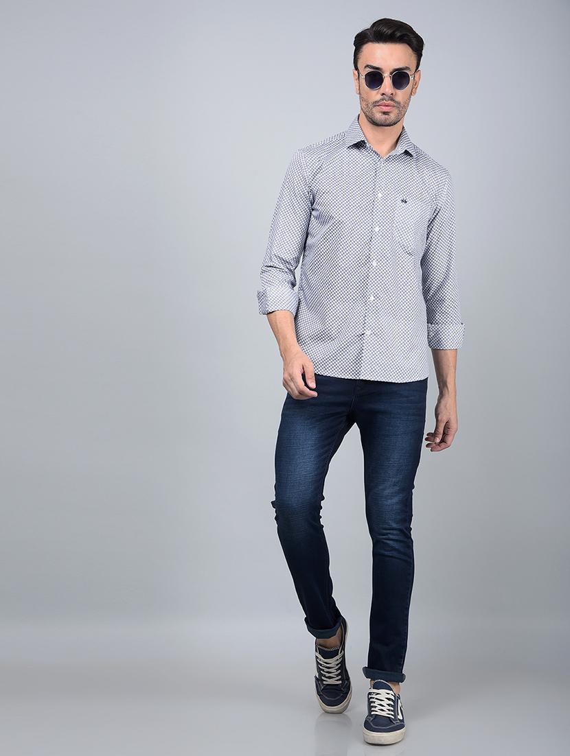 men printed long sleeve slim fit casual shirt - 21854719 - Standard Image - 5