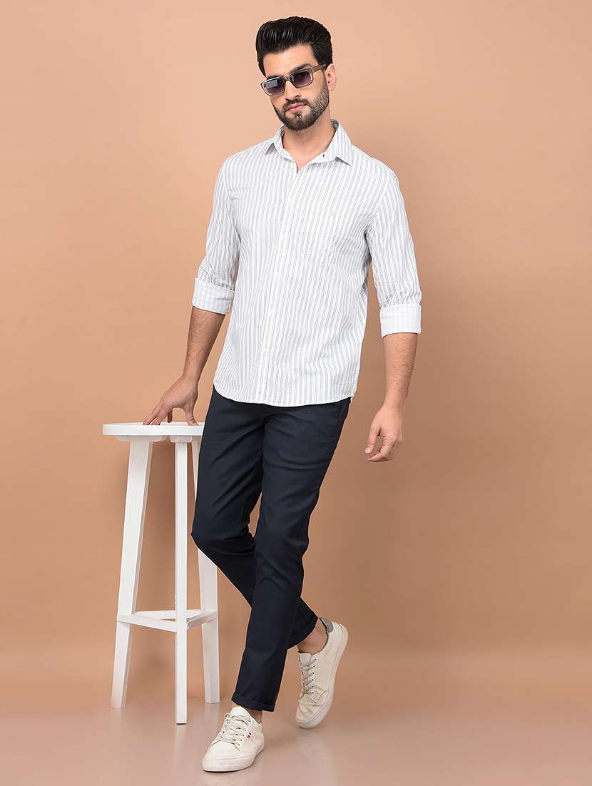men stripes long sleeve slim fit casual shirt  - 21854728 -  Standard Image - 5