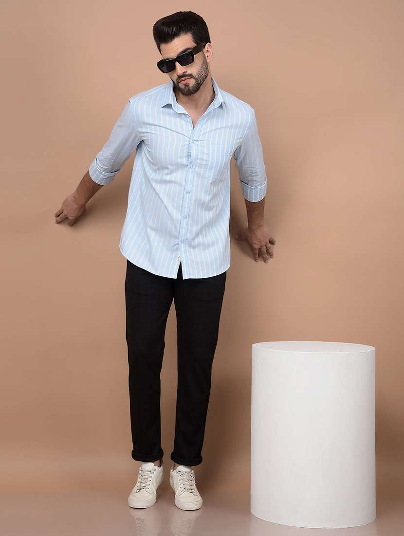 men stripes long sleeve slim fit casual shirt - 21854730 - Standard Image - 5