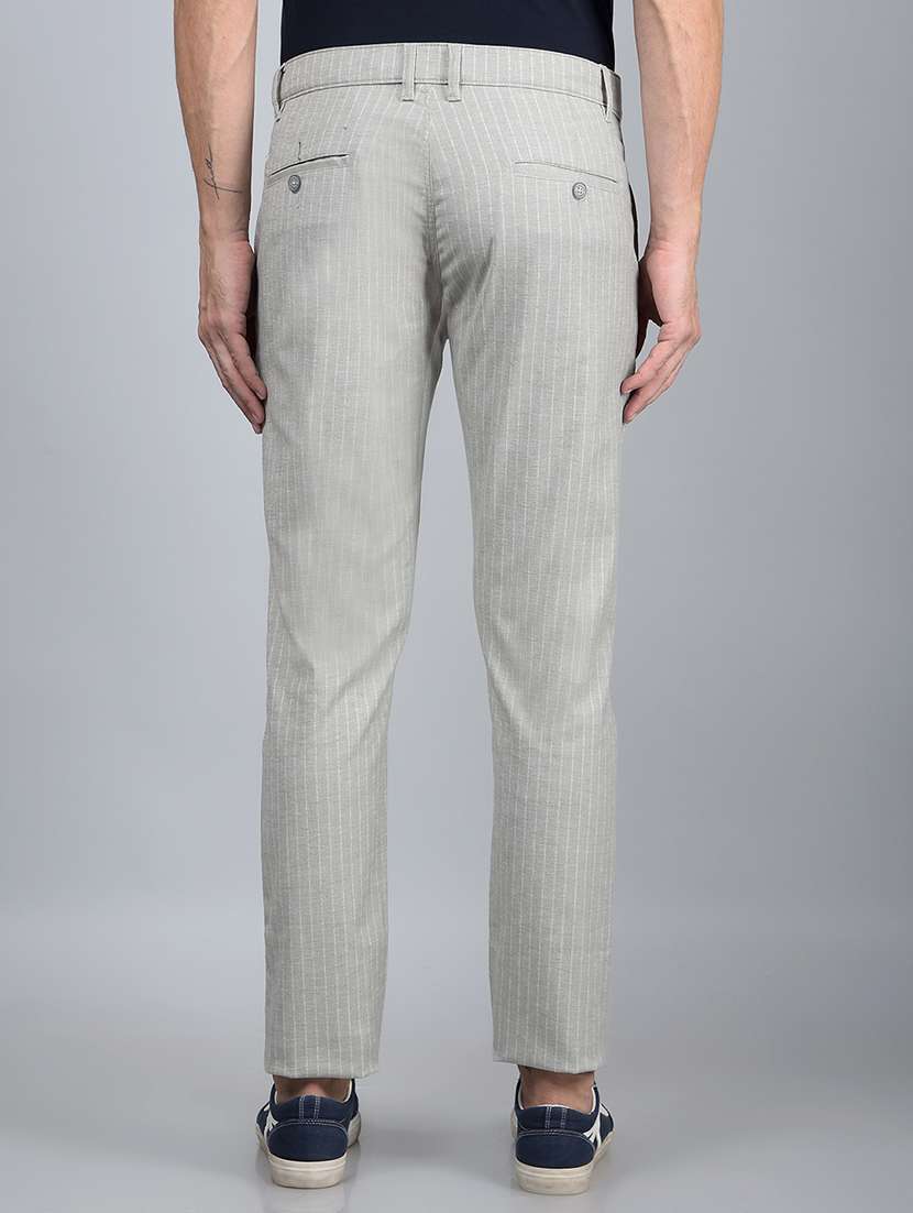men grey stripes mid rise chinos casual trouser - 21854761 -  Standard Image - 3