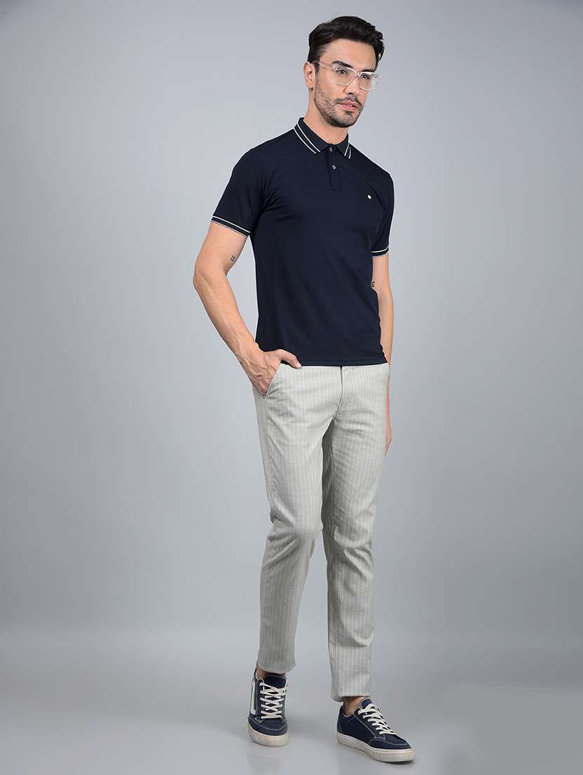 men grey stripes mid rise chinos casual trouser - 21854761 -  Standard Image - 5