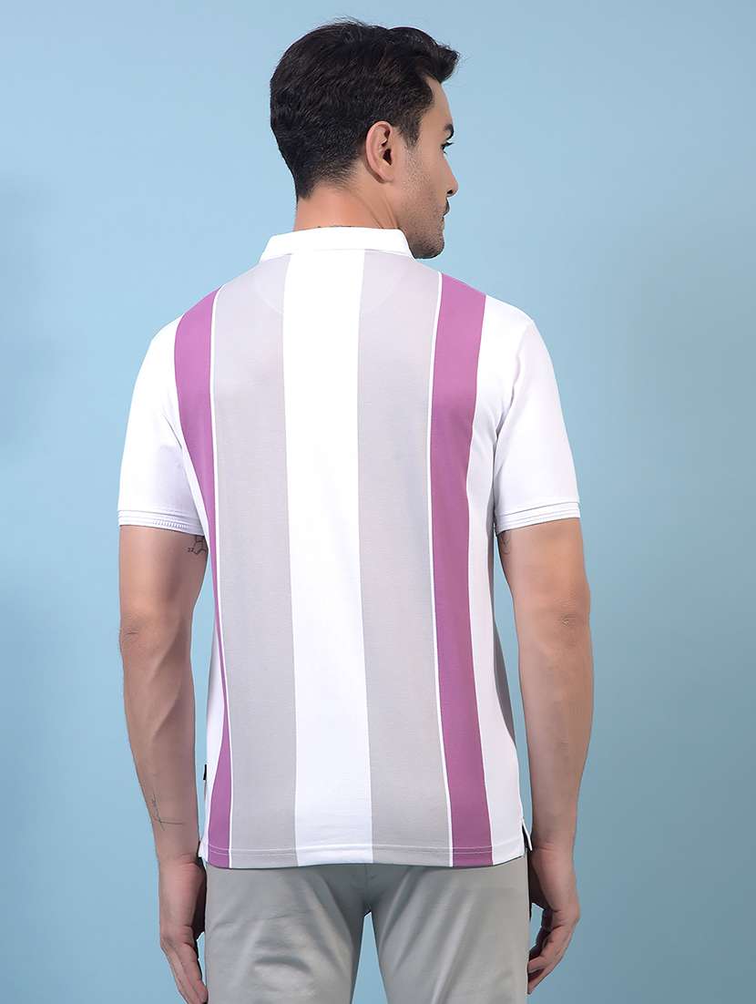 men stripes short sleeve slim fit polo t-shirt - 21854782 -  Standard Image - 3