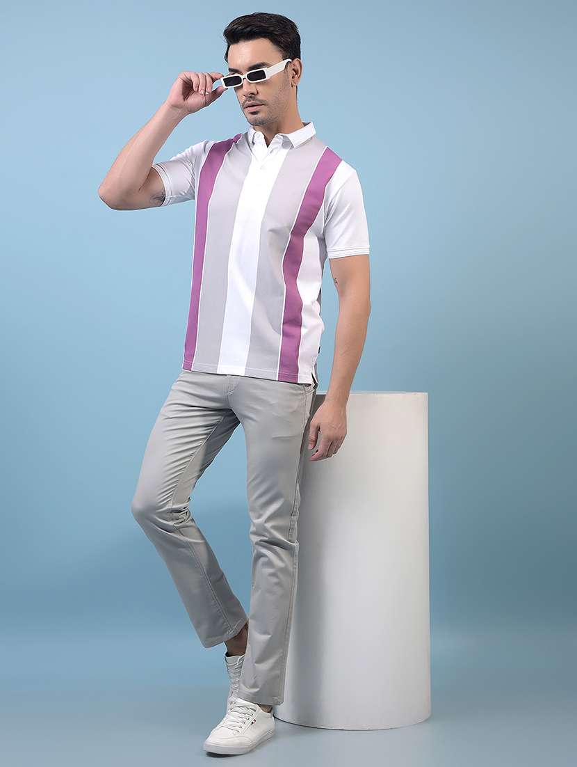 men stripes short sleeve slim fit polo t-shirt - 21854782 -  Standard Image - 5