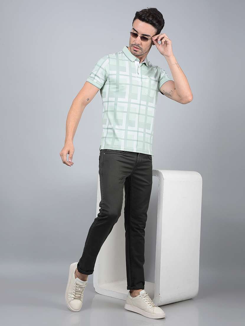 men checked short sleeve slim fit polo t-shirt - 21854789 -  Standard Image - 5