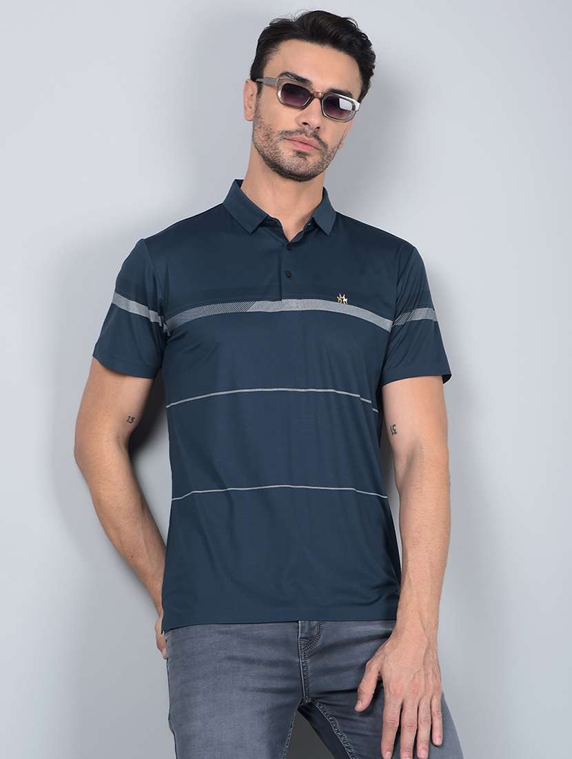 men printed short sleeve slim fit polo t-shirt