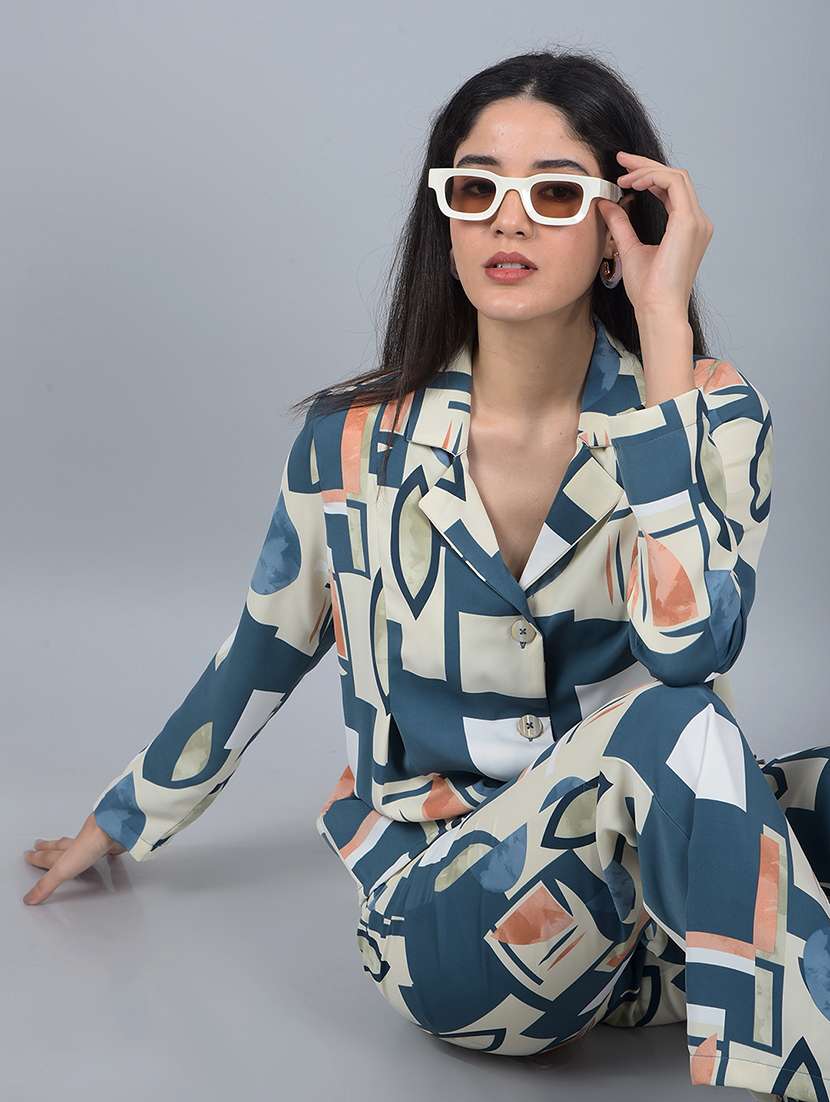 women printed shirt and trouser co-ord set - 21854807 -  Standard Image - 3