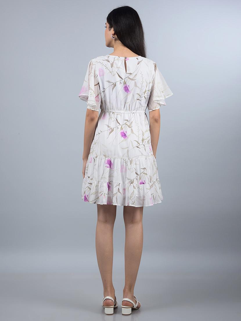 women floral print flared sleeves tiered dress - 21854811 - Standard Image - 3