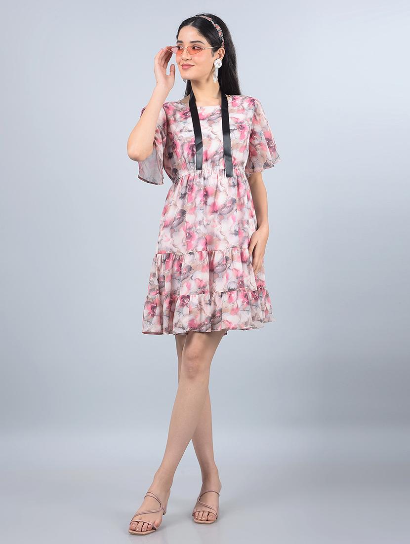 women printed flared sleeves tiered dress - 21854814 -  Zoom Image - 0