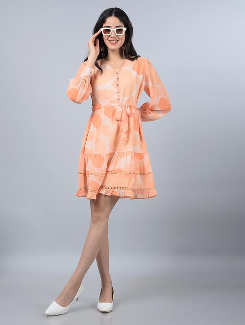 women printed puff sleeves tiered dress - 21854815 -  Standard Image - 0