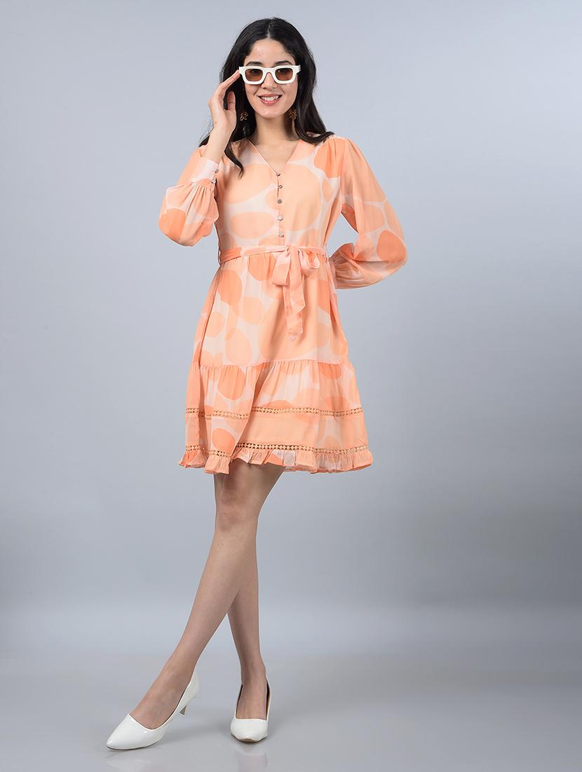 women printed puff sleeves tiered dress - 21854815 -  Zoom Image - 0