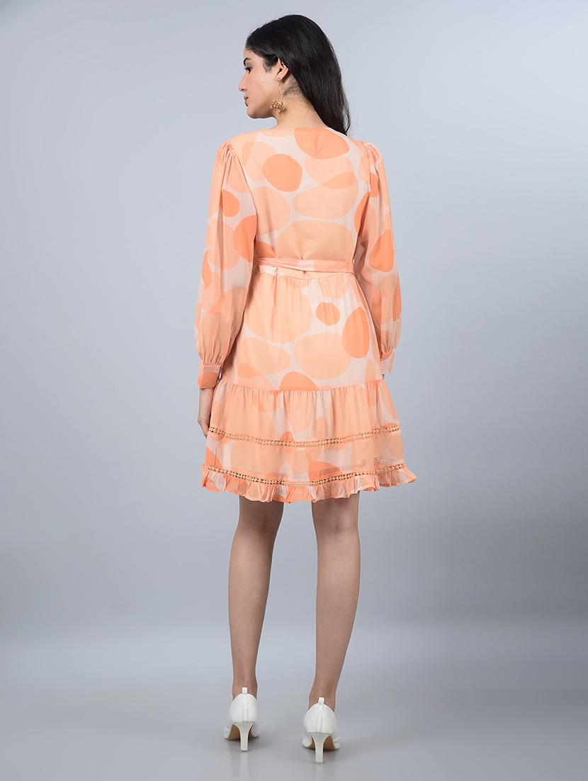 women printed puff sleeves tiered dress - 21854815 - Standard Image - 3