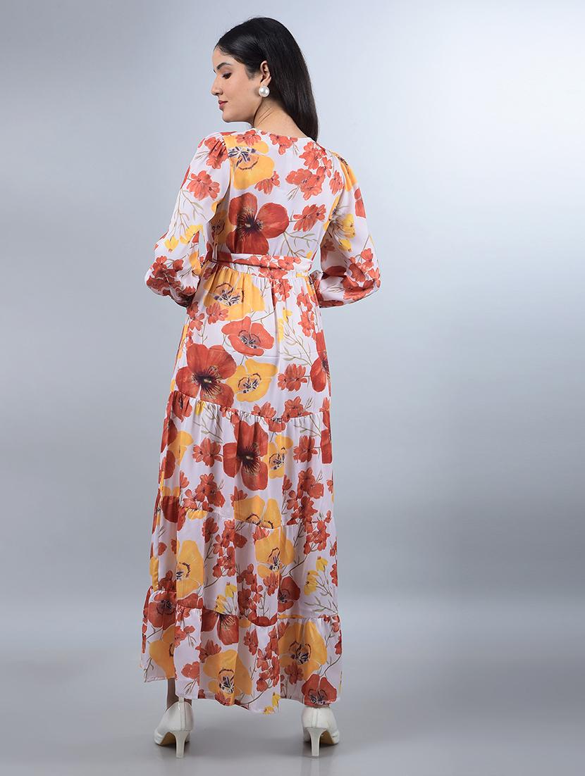 women floral printed puff sleeves tiered dress - 21854816 - Standard Image - 3